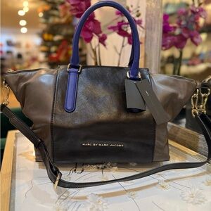 Marc by Marc Jacobs Burg Boxer Black and Purple Satchel